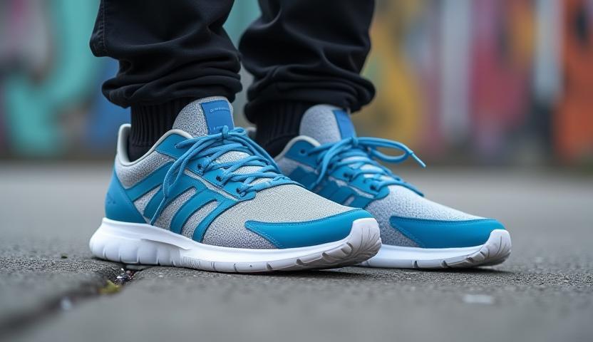 Sneakers exclusivos da PassoLivre em ambiente urbano
